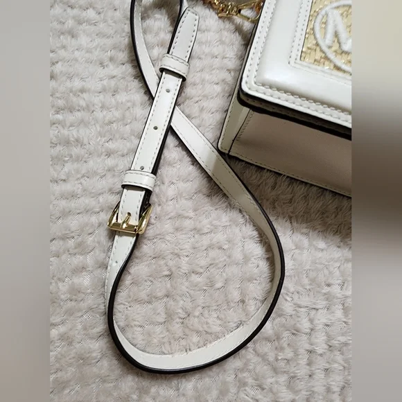 Chic Michael Kors Tan White Chain Strap Bag